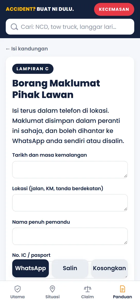Borang pihak lawan